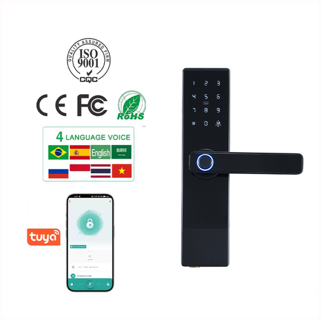 Tuya smart door lock handle Hotel Apartment Support TT Locks App Remote Control Fingerprint Unlock Security Smart Digital Locks