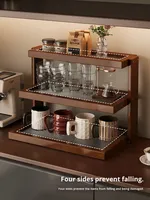 Support à tasses de bureau en acrylique, style antique, à 3 niveaux, étagère de rangement multi-niveaux, support à tasses pour table à manger, présentoir d'angle pour café, Dingshuai