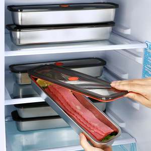 Stainless Steel Freshness Box with Lid Bacon Tray Suitable for Storing Meat Fruits Vegetables and <b>Breakfast</b> Items - Product Image 5