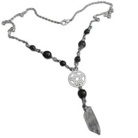 Collier Pendentif Gothique Vampire Lune Noire pour Femme, Bijou Tendance Style Sombre, Accessoire de Mode
