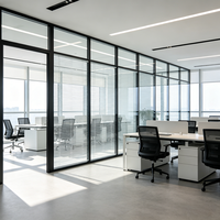 Cloison de bureau moderne modulaire insonorisée sans cadre, démontable, en acier trempé, simple ou double vitrage, cloison en verre transparent pour villa, hôtel, salle de bain