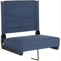 Chaise de plage portable moderne de style stade, bleu marine, en métal, avec dossier et coussin, pliable, pour le camping et l'extérieur