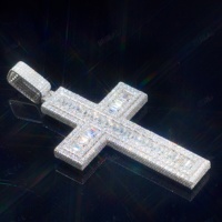 Pendentif Croix Moissanite VVS 4 pouces style rappeur, serti de diamants taille baguette, en argent 925, pendentif Hip Hop pour hommes et femmes