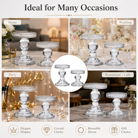 Porte-bougies en cristal avec bordure taillée en diamant, centres de table transparents sur piédestal pour mariages, décoration de la maison et d'événements
