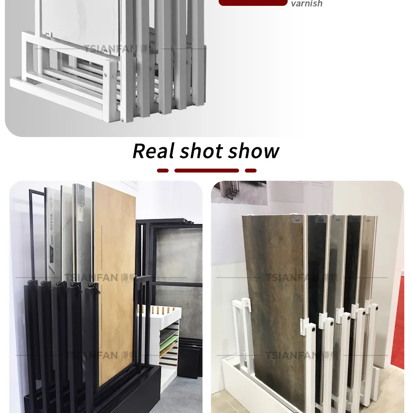 Factory Support Custom Steel Push Pull Out Sample Ceramic Quartz Marble Sliding Rack Rotating Stone Showroom Tile Display Stand