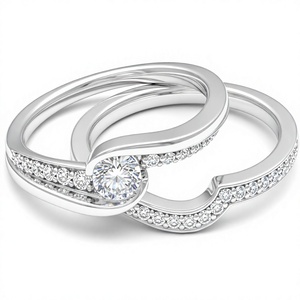 Bague classique en or plaqué 18 carats avec diamants naturels ronds pour femme - Product Image 2