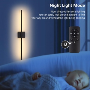 Applique murale LED rechargeable par USB 80cm Noir 350 °   Lampe murale rotative avec télécommande et batterie amovible pour chambre et salon - Product Image 6