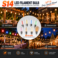 Ampoule à filament LED S14 1W 2W E27 110V 220V, ampoule décorative colorée pour l'extérieur, patio, jardin, guirlandes lumineuses
