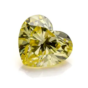 Messi Jewelry HPHT CVD Color Diamond Heart Cutting Fancy Yellow Lab Grown Diamonds