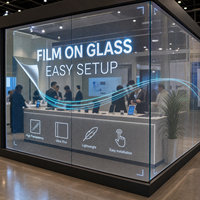 Film LED transparent adhésif pour vitrine de stand d'exposition, affichage publicitaire sur mur de verre