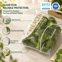 Food Grade Thick Double Layer BOPP Anti-Fog Shrink Bag with Self Adhesive Custom Logo Option for Vegetable and Sushi Packaging