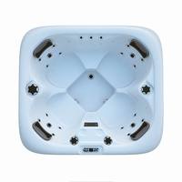 Jacuzzi Exterior para 4 Personas con 23 Chorros de Masaje, Cascada, Luces LED, Bañera de Acrílico para Jardín, Patio Trasero, Patio, Villa, Terraza