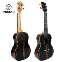 Best Quality Solid Ebony Flamed Wooden Customized Wholesale Soprano 21 Inch Ukulele