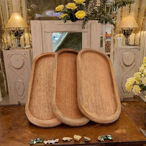 Plateau à bibelots ovale décoratif en bois, décoration de table rustique, porte-bijoux, fait main en Inde - Product Image 3