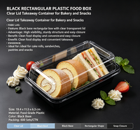 Conteneur à salade, pâtisserie et bonbons en plastique PET transparent, petit, rectangulaire, personnalisable, modèle Guangdong Z2538, vente en gros