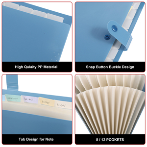 Classeur à soufflet A4 couleur macaron avec 8/12 onglets, pochettes en plastique PP, organiseur de bureau - Product Image 4