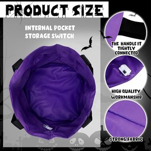Secchiello per Dolcetti di Halloween per Bambini, Sacchetti Luminosi a Forma di Zucca, Cestini LED per Dolcetti di Halloween, Borsa Riutilizzabile per Regali e Caramelle - Product Image 4