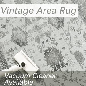 Tappeto da sala da pranzo antiscivolo Vintage morbido a pelo basso in tessuto floreale persiano lavabile in poliestere per soggiorno - Product Image 4