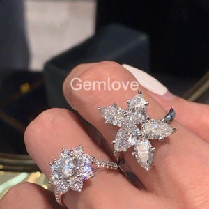 Colección de anillos de diamantes para mujer, piedras naturales y cultivadas en laboratorio, oro de 9K, boda/compromiso/Joyería de moda - Product Image 2