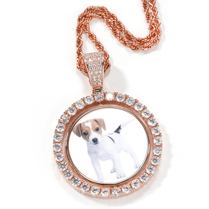 Collar <span class=keywords><strong>con</strong></span> Colgante <span class=keywords><strong>de</strong></span> <span class=keywords><strong>Foto</strong></span> <span class=keywords><strong>de</strong></span> Doble Cara, <span class=keywords><strong>Cadena</strong></span> Singapuriana Trenzada, Chapado en <span class=keywords><strong>Oro</strong></span>, <span class=keywords><strong>con</strong></span> Circonita Cúbica, Joyería Hip Hop para Fiestas y Bodas - Product Image 5