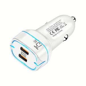 High Quality PD75W Type C <b>Car</b> Charger Fast Charging USB-C-C Dual Charging Ports 2 Devices Charging <b>Car</b> Charger - Product Image 1
