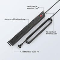 Unidad de Distribución de Energía (PDU) Australiana Eficiente de 8 Vías, 19 Pulgadas, para Montaje en Rack, Estándar AU, para Gabinete de Servidor, 2500W