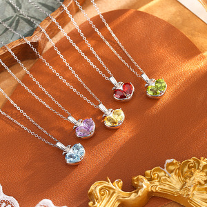 Collier pendentif 9 pierres de grenat fines en forme de fruits de fraise, en argent sterling 925, pierre naturelle taille poire 5*7mm, bijou cadeau d'anniversaire - Product Image 4