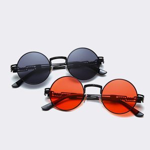 Gafas de Sol Steampunk de Lujo de Diseñador de Marcas Famosas, Gafas de Sol Redondas Retro de Metal para Hombre - Product Image 2