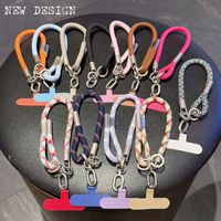 Sangle de poignet tissée de couleur unie pour téléphone portable, boucle en métal, anti-perte, anti-chute, cordon pour téléphone avec patch universel