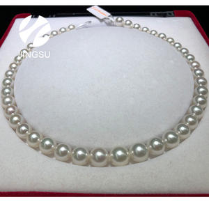 מסורתי טבעי צבע צורה עגולה גבוהה ברק למעלה איכות דרום ים פרל שרשרת - Product Image 2