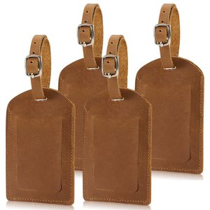 Étiquette de bagage en cuir véritable noir, brun foncé, brun clair, résistante à l'eau, pour voyage, enregistrement à la compagnie aérienne et embarquement - Product Image 5