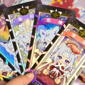 Kualitas tinggi kustom cetak kartu perdagangan tahan air Anime holografik emas Foil grosir perdagangan kartu kemasan permainan