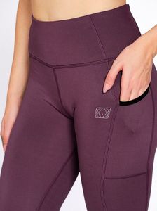 Leggings d'entraînement bordeaux pour femme, longueur cheville, avec poche pour téléphone, en Lycra uni, pour le sport, la gym, l'entraînement et le yoga - Product Image 6