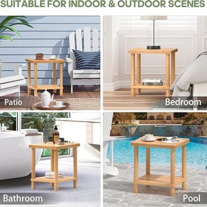 Solid <b>Wood</b> Side <b>Table</b> Double Layer Coffee <b>Table</b> Modern Minimalist Living Room Storage Shelf <b>Small</b> Apartment Furniture - Product Image 3