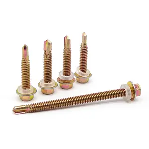 Yellow Zinc Plated Drilling Hex Head Self Tapping Self-Drilling Roofing Screws Self Drill With Washer