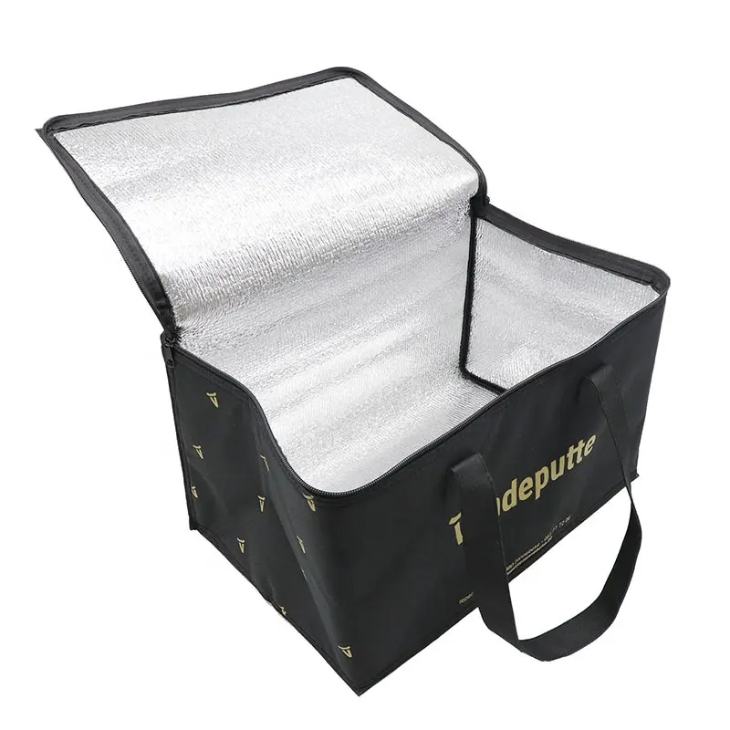 Custom High Quality 600D Black Oxford Aluminium Foil Insulated Thermal Lunch Bag for Cooler Bag