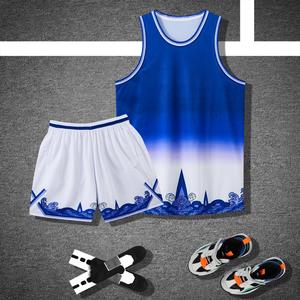 Set Jersey Basket Tanpa Lengan Custom Lapis Tunggal 100% Poliester Cepat Kering Bernapas Seragam Olahraga Tim Pria Remaja Polos - Product Image 3
