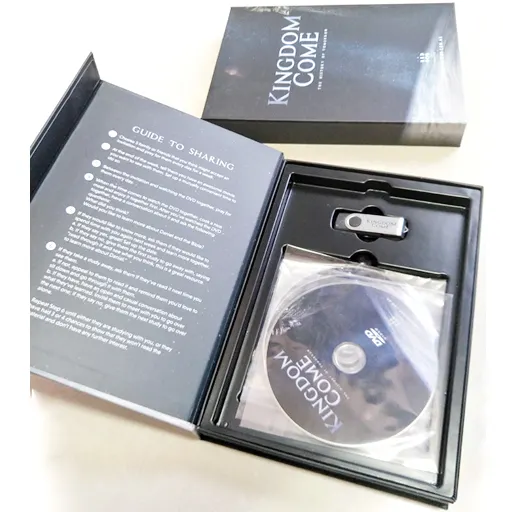 inner blister try as holder of cd dvd disc and USB with books in rigid gift box packaging