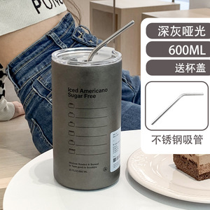 En gros, Tasse de voyage isotherme en acier inoxydable pour café, thé et camping, avec paille - Product Image 6