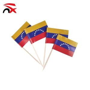Banderas de Madera de <span class=keywords><strong>Venezuela</strong></span> para Pastel, Banderas de Papel Mini para <span class=keywords><strong>Bar</strong></span> Deportivo, Eventos de Celebración de Aficionados al Fútbol - Product Image 1