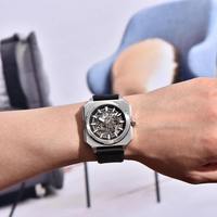 Montre à quartz squelette PD-1791 neuve, verre saphir luxueux, bracelet en cuir alliage antique, lumineuse, étanche, pour homme