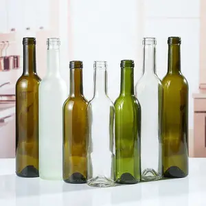 500毫升750毫升1000毫升圆形透明绿色蓝色琥珀色酒透明玻璃葡萄红酒瓶带软木塞标志定制