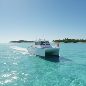 Catamaran en aluminium de qualité marine DK-CM32, 10 m, coque soudée, <span class=keywords><strong>bateau</strong></span> à <span class=keywords><strong>moteur</strong></span> hors-bord, yacht à deux moteurs pour les voyages de loisirs et le travail - Product Image 2