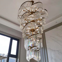 Luminaire suspendu en spirale pour escalier de villa personnalisé salle à manger projet d'hôtel salon lustres en cristal