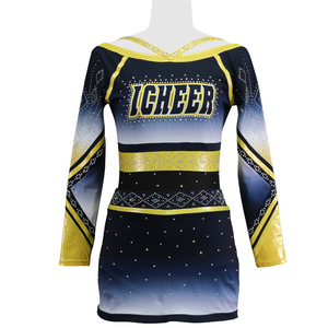 Uniformes de cheerleading personnalisés en gros avec strass, sublimés, pour compétition, costumes de cheerleaders pour équipes féminines, vêtements de cheerleading compétitifs - Product Image 5