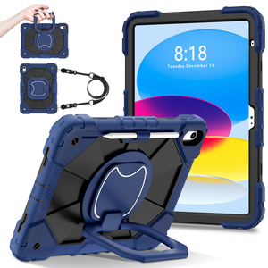 เคสซิลิโคนกันกระแทกสำหรับไอแพด เอ 16/มินิ/โปร/แอร์ ฟูล ซีรีส์ ว/360 ขาตั้งสายคล้องมือสายคล้องไหล่หลายสี - Product Image 2