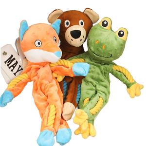 Juguetes de Cuerda para Perros con Forma de Rana y Mono de Dibujos Animados, Juguetes de Cuerda de Algodón Interactivos para Mascotas Sin Relleno para la Limpieza de Dientes de Cachorros - Product Image 1