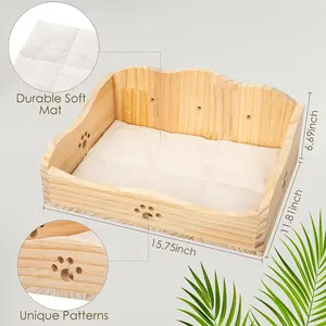 Indoor Activity Cat Post And Hammock Shelf Wall Mount Cat Climbing Furniture Solid Wood Cat Bed And Perches With Steps