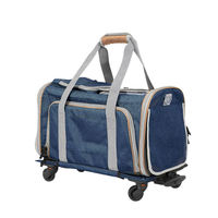 Sac de transport pour animaux de compagnie avec roues approuvé par les compagnies aériennes, pliable et détachable, chariot de transport pour animaux de compagnie avec roues