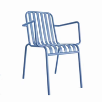 Fauteuil en métal empilable d'intérieur moderne chaise de salle à manger colorée pour maison appartement salle de bain panneau en MDF pour usage extérieur